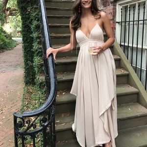 S Free People Beige Linen Dress